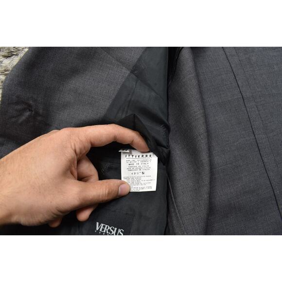 Versace Versus Men's Gray Virgin Wool Blazer Size 40/54 3 Button Made in Italy - Picture 7 of 11